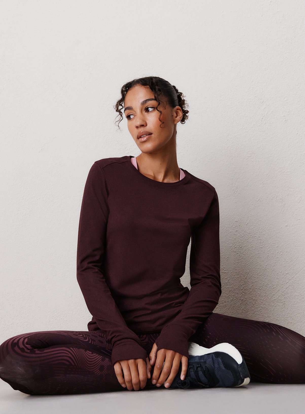 REAKTIV Dark Red Long Sleeve Soft Touch Marl Top L - Image 1 thumbnail